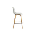 Modern White Bar Stool with Wooden Legs and Footrest